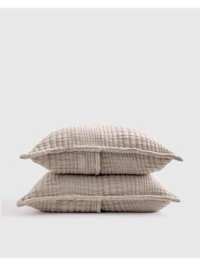 Quince Organic Cotton Channel Stitch King/Cal King Sham Set – Taupe (2 Shams)